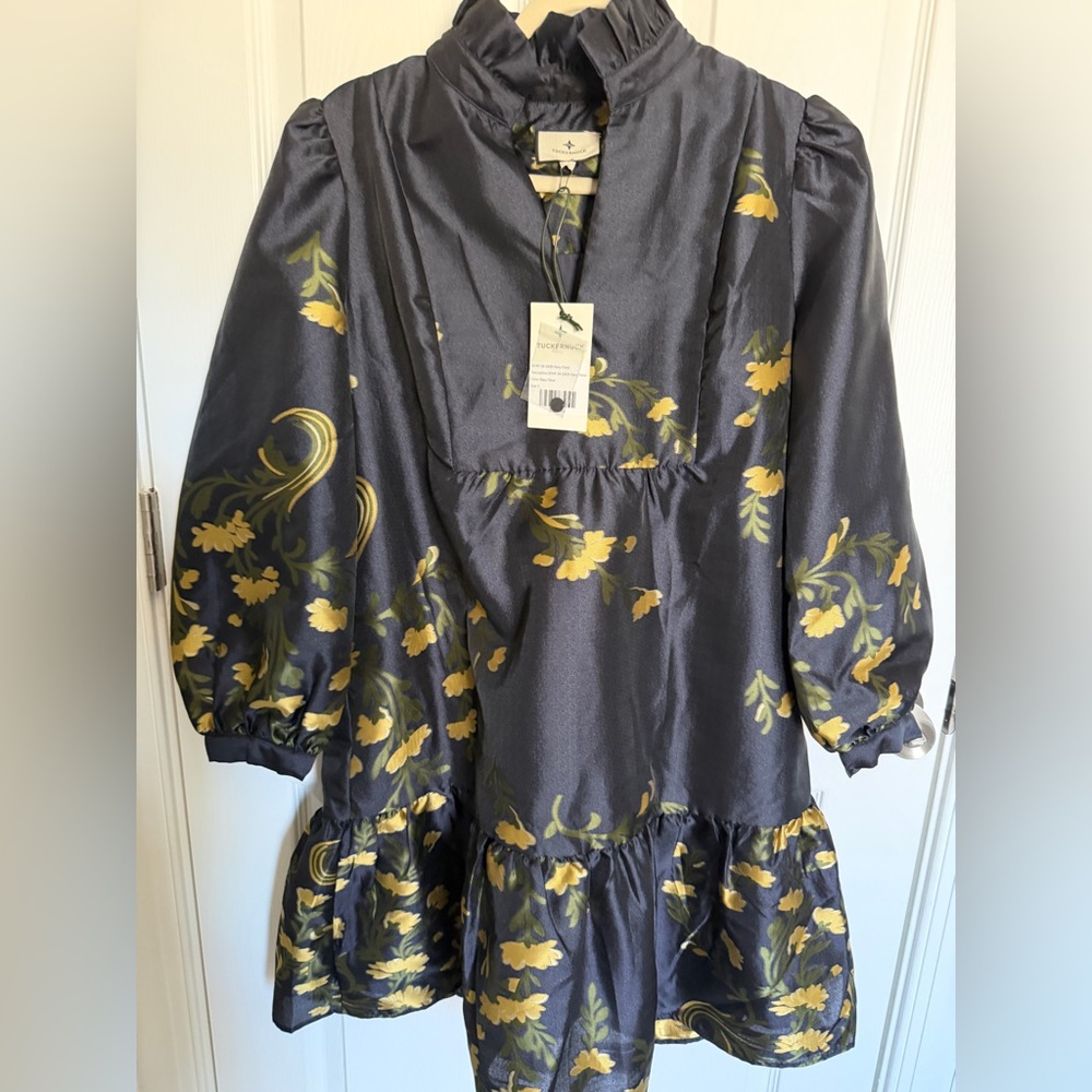 Tuckernuck Navy Blue Long Sleeve Floral Mini Dress with Yellow Print - Picture 6 of 9
